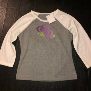 American Girl Doll T- Shirt Top for Kids Girls Small 7/8‎ Purple Gray Cream New